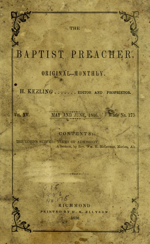 https://archive.org/details/baptistpreacher1556keel